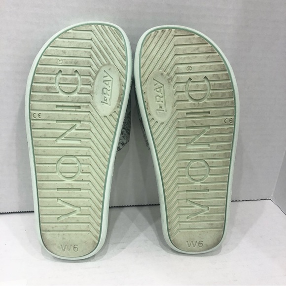 Vionic Kiera Snake Print Slide Sandals - Size Women 6W, Mint Green - Picture 10 of 12